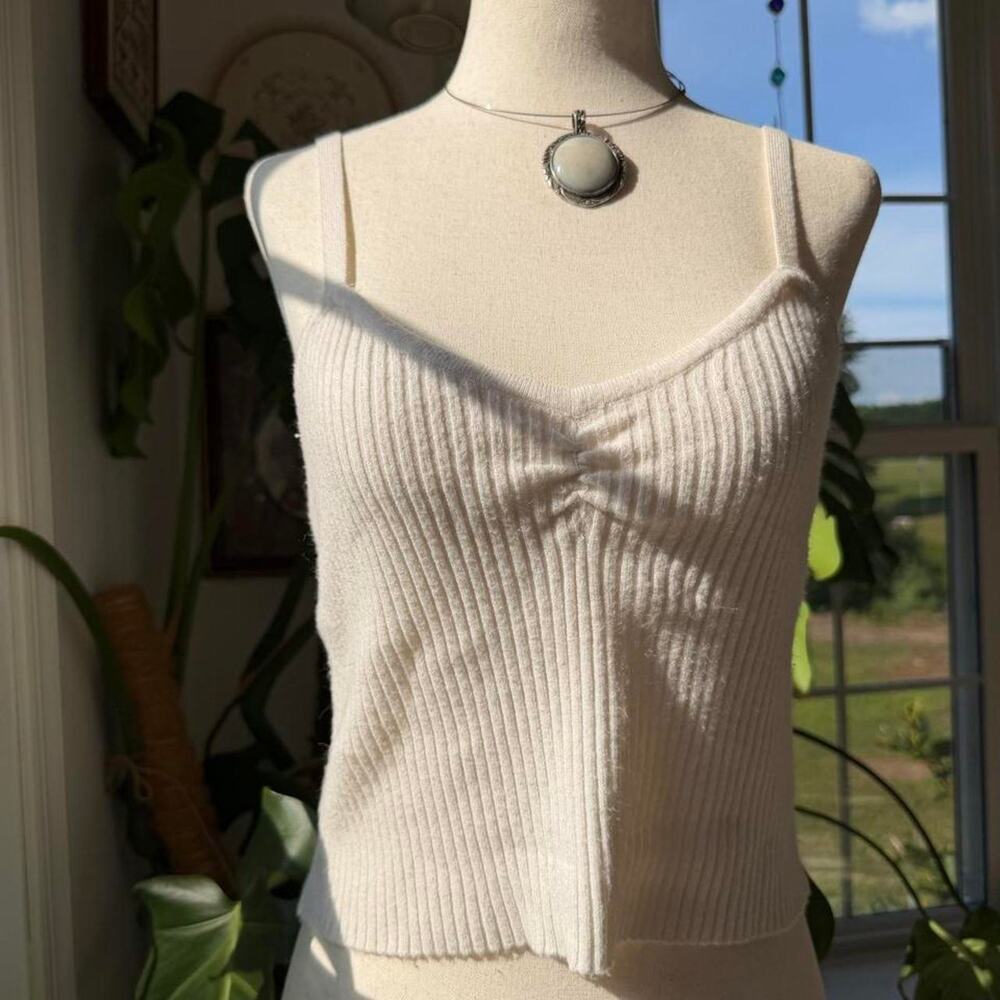 Arizona Cream Knit Ribbed Tank Top Large
